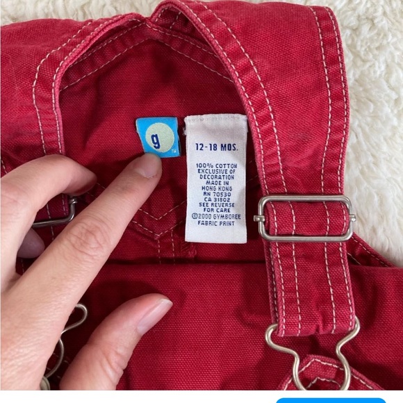 Gymboree Vintage Kids Red Overalls Sz 12-18 Mos - Picture 2 of 2